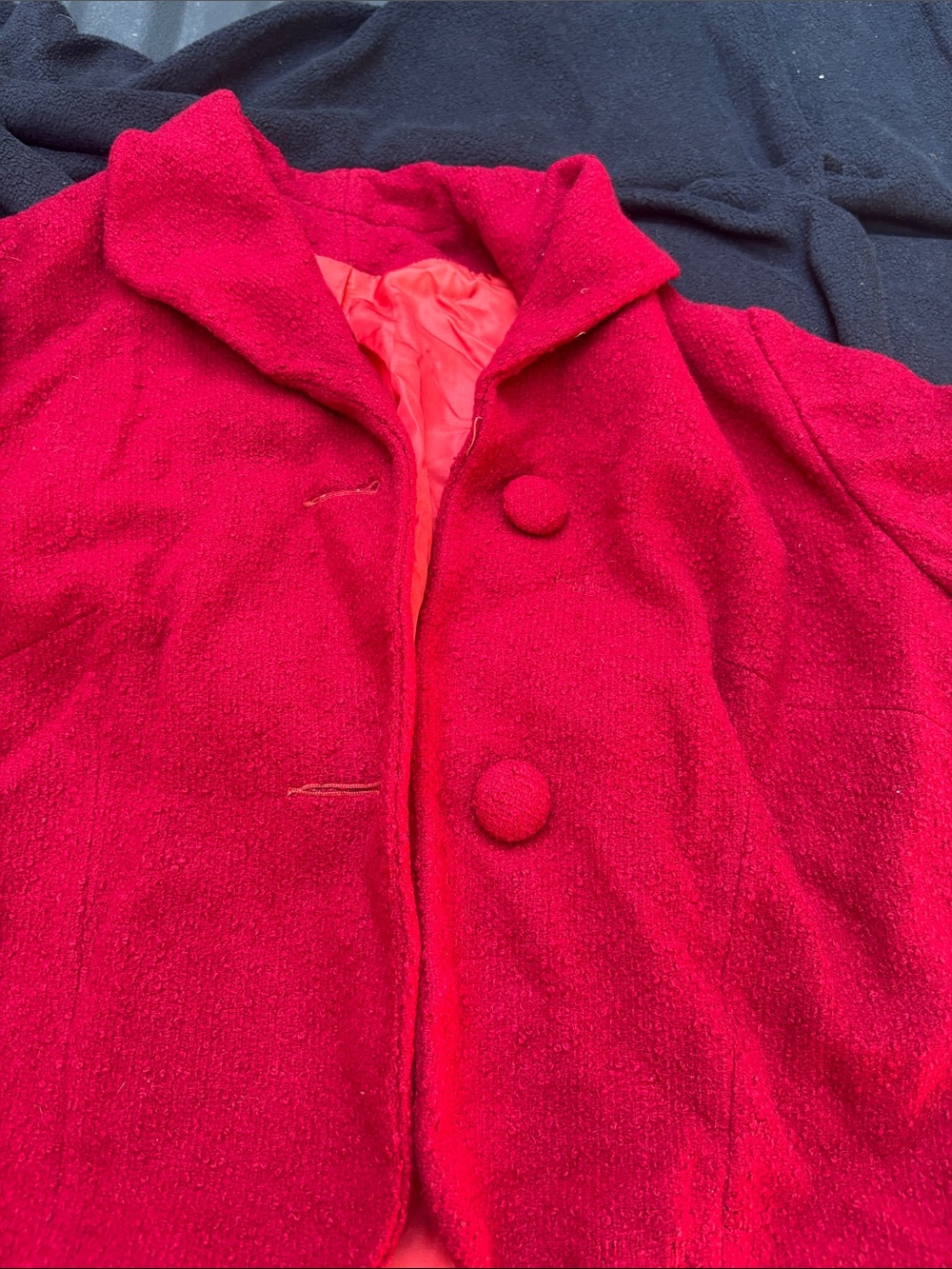 Carol Brent Vintage 1960s Wool-Blend Button Front Blazer Jacket Red.